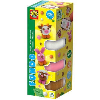 SES Creative Modellervoks - 3x90gr/1x40g - FunDo Bondegårdsdyr