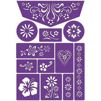 Grim Tout Stencil Til Ansigtsmaling - Blomster
