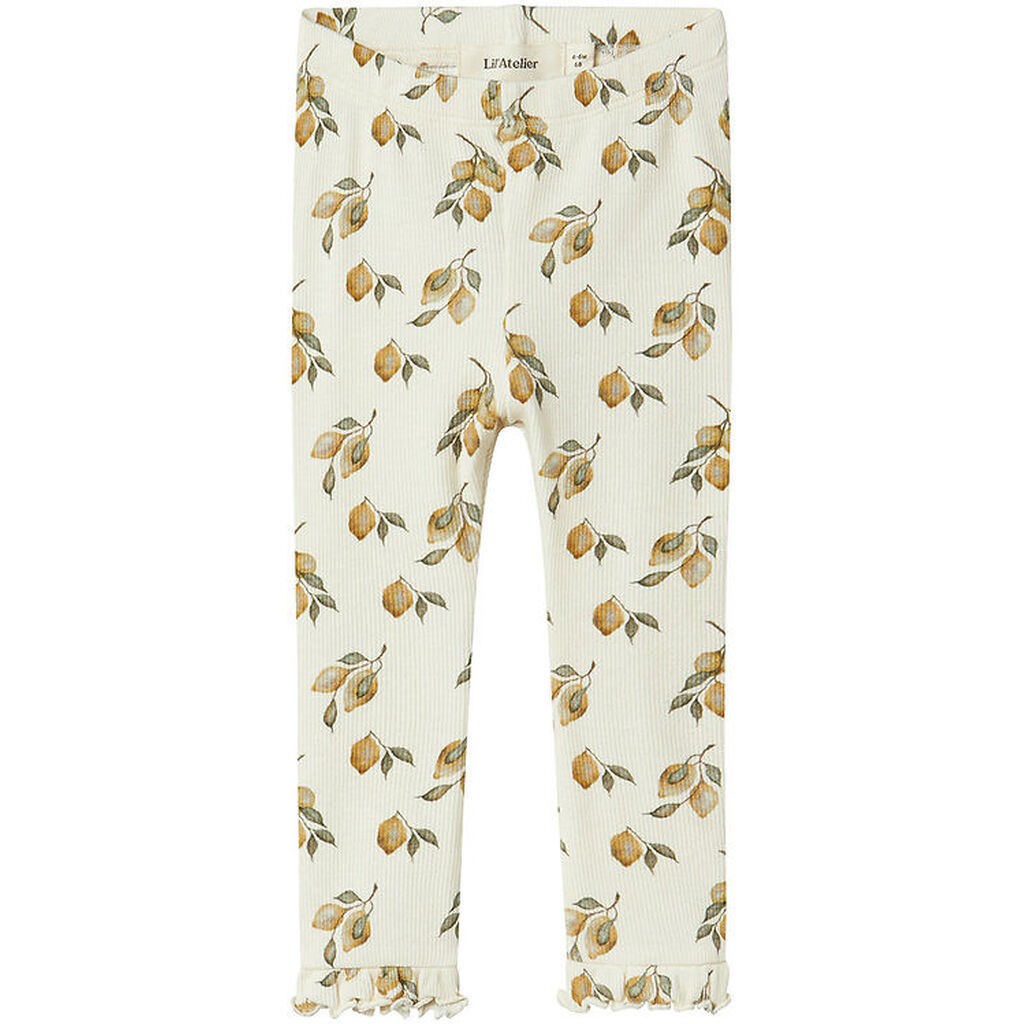 Lil Atelier Leggings - Rib - NbfGavo - Turtledove/Lemon