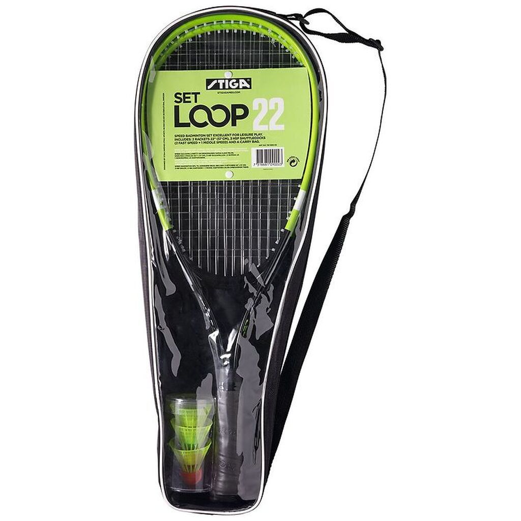 Stiga Badmintonsæt - Loop 22 Speed - 6 Dele - Sort/Grøn