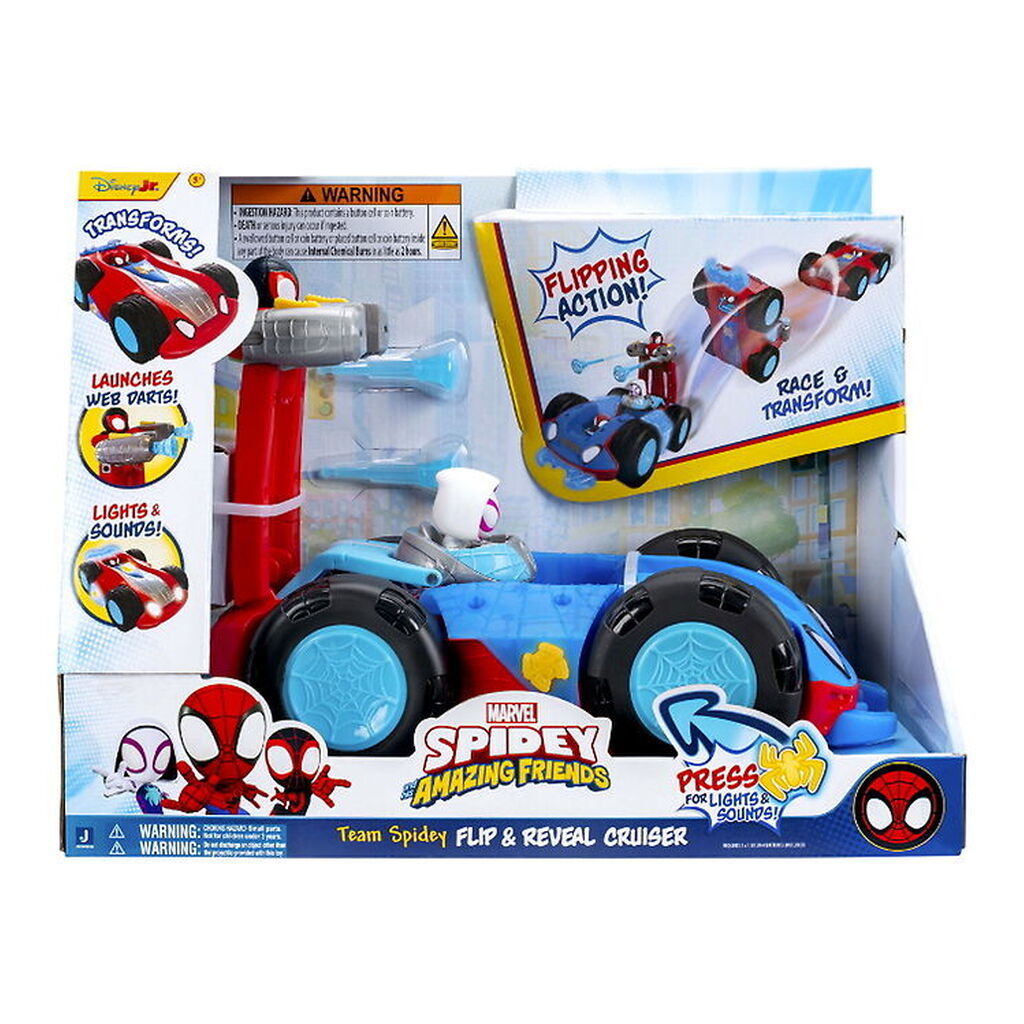 Spidey Bil m. Lys/Lyd - Spidey Flip & Reveal Cruiser