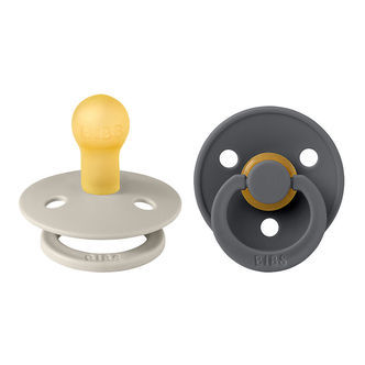 BIBS Colour Sutter - Str. 1 - 2-pak - Rund - Sand/Iron