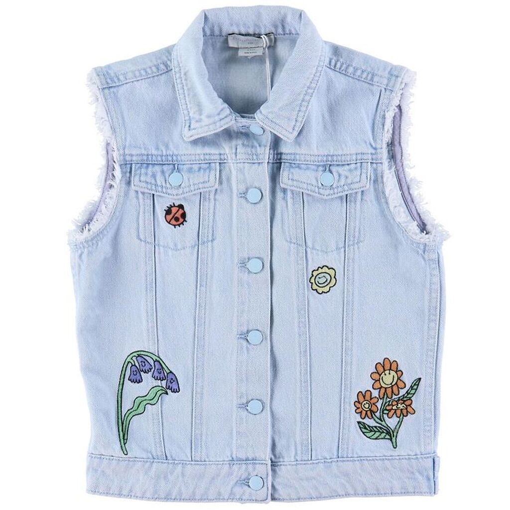 Stella McCartney Kids Denimvest - Lyseblå m. Broderi