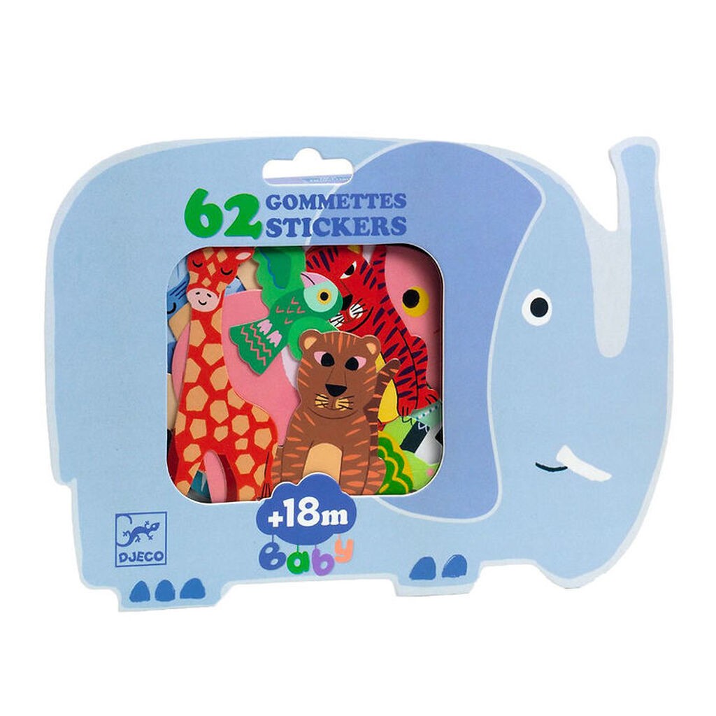 Djeco Klistermærker - 62 stk. - Safaridyr