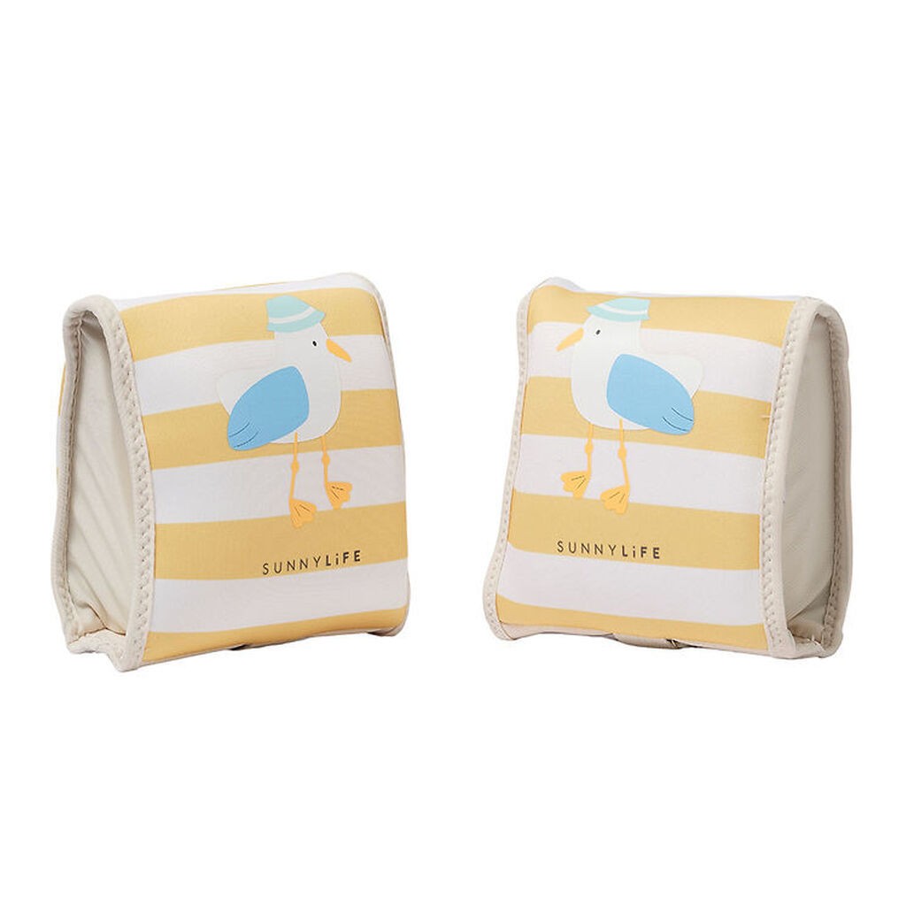 SunnyLife Badevinger - 3-6 år - Sid The Seagull - Mustard Stripe