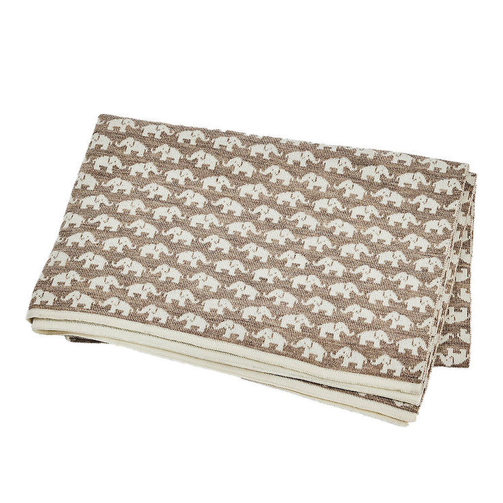 Smallstuff Babytæppe - Uld - 80x100 cm - Elephants - Natur