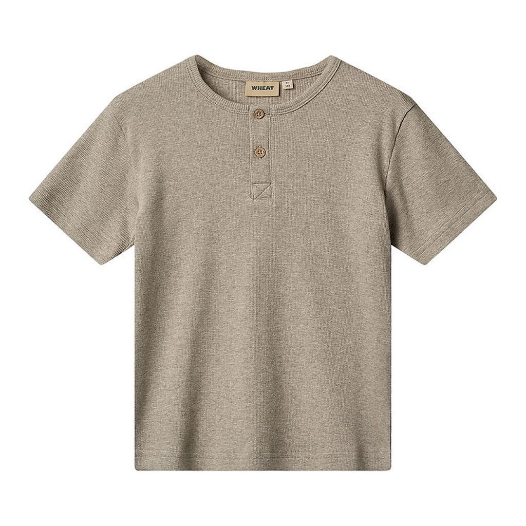 Wheat T-shirt - Rib - Lumi - Gravel Melange