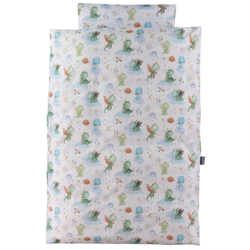Nørgaard Madsens Sengetøj - Baby - Hvid m. Farverige Drager