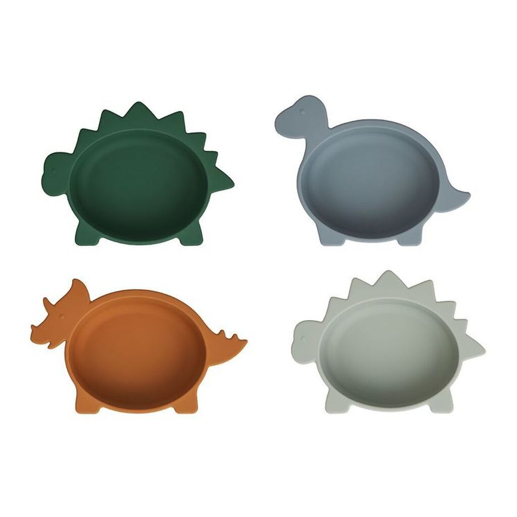 Liewood Skåle - Silikone - Iggy - 4 stk. - Dino Blue Multi Mix