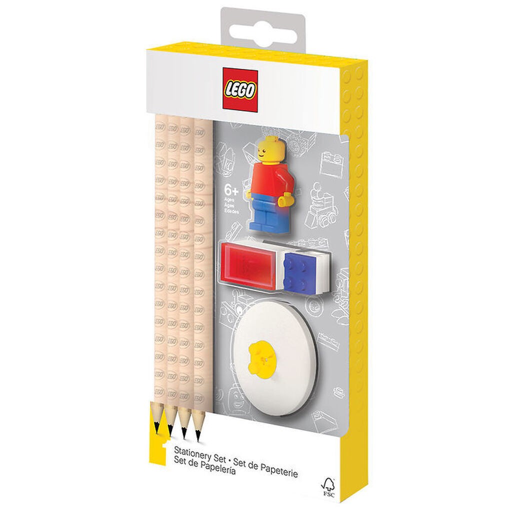 LEGOÂ® Stationery Blyantsæt - 8 Dele - Rød/Blå m. Minifigur