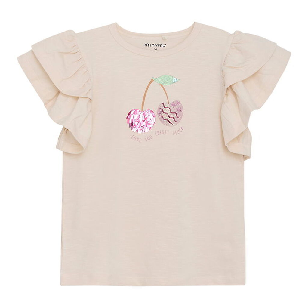 Minymo T-shirt - Sandshell m. Kirsebær