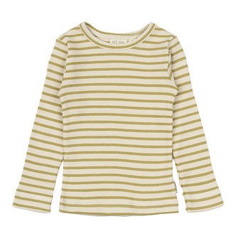 Petit Piao Bluse - Rib - Modal - Khaki/Dark Off White