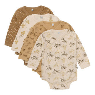 Pippi Baby Slå-om Bodyer l/æ - 4-pak - Whitecap Grey