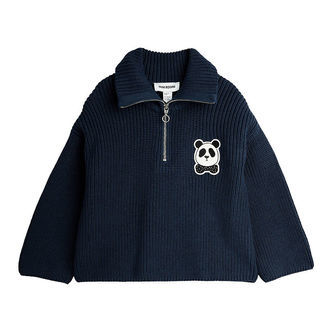 Mini Rodini Bluse - Strik - Mørkeblå m. Panda