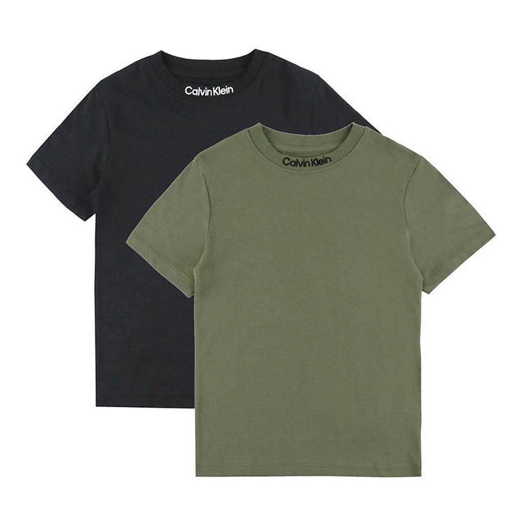 Calvin Klein T-shirt - 2-pak - Embro Logo - Dusty Olive/Ck Black