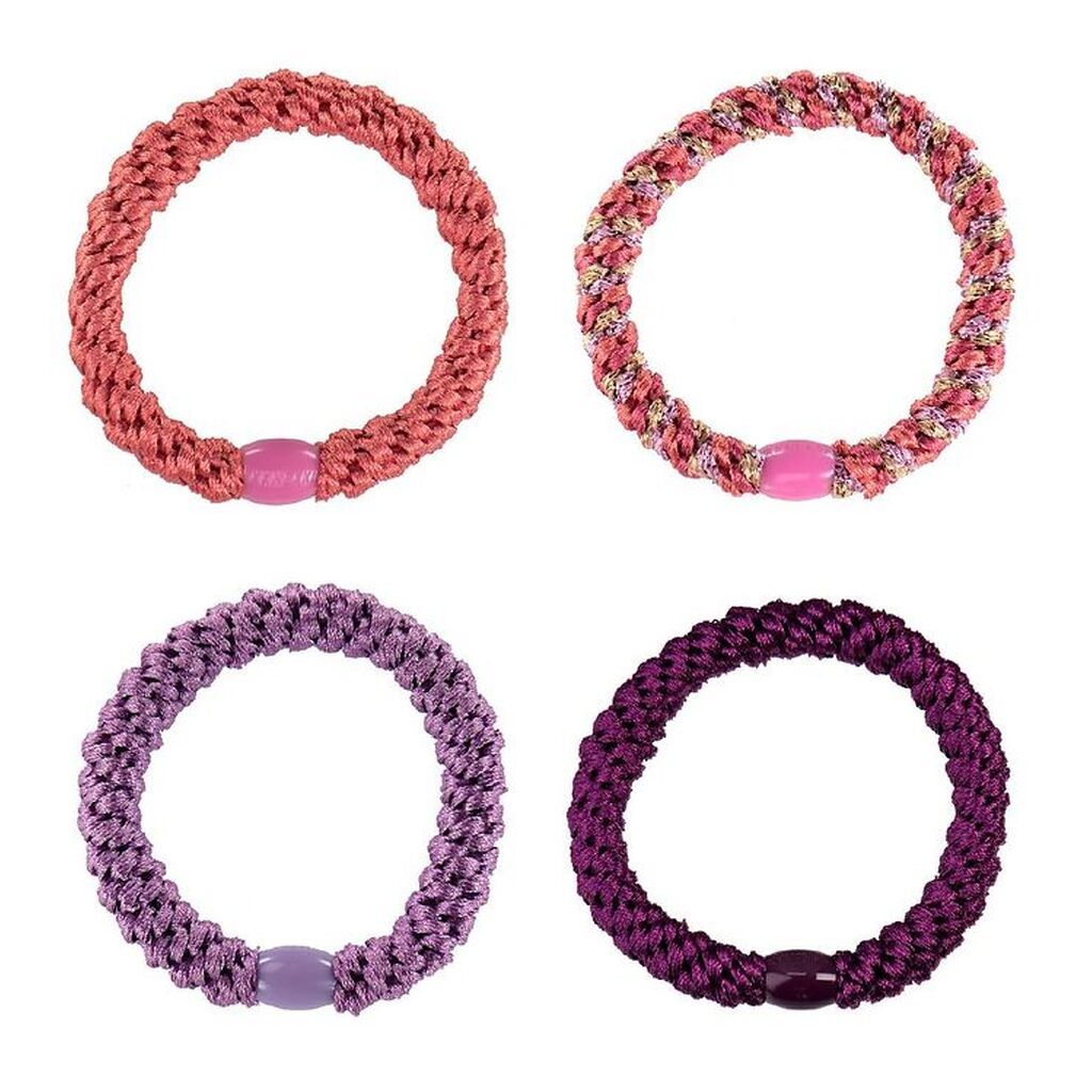 Kknekki Hårelastikker - 4-pak - Lilla/Rosa