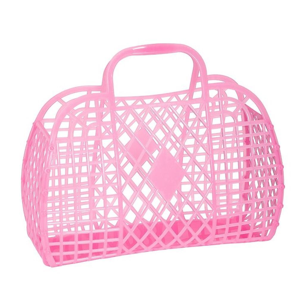 Sun Jellies Stor Foldekurv - Retro - 37x30x11 cm - Neon Pink