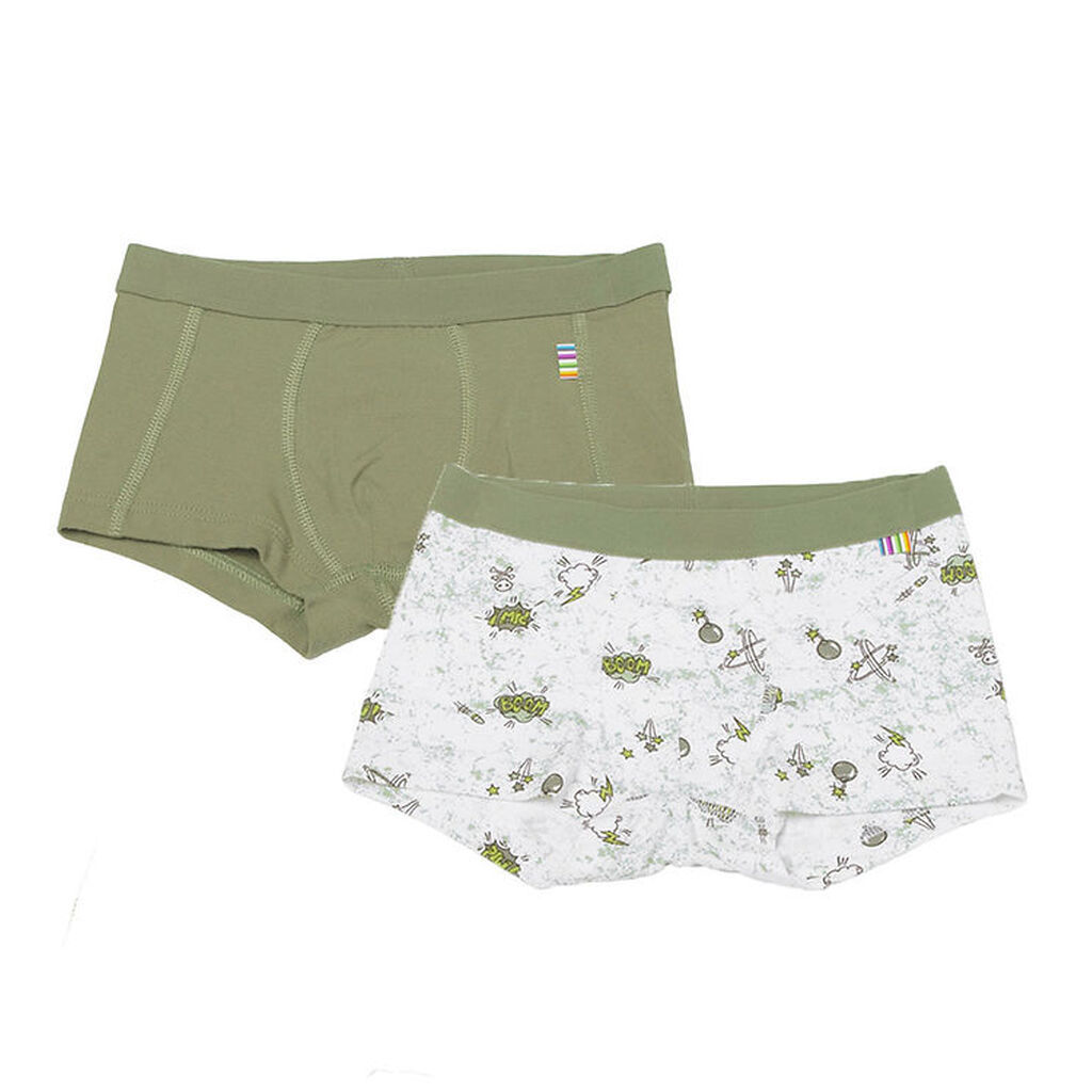 Joha Boxershorts - 2-pak - Bambus - Grøn/Off White m. Print