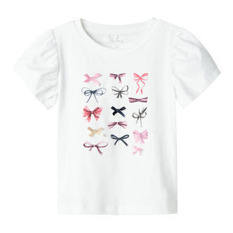 Name It T-shirt - NmfFilly - Bright White m. Sløjfer