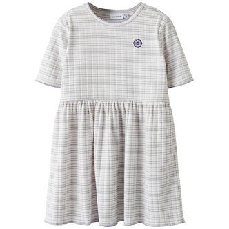 Name It Kjole - Rib - NmfFiona - Bright White/Stripes