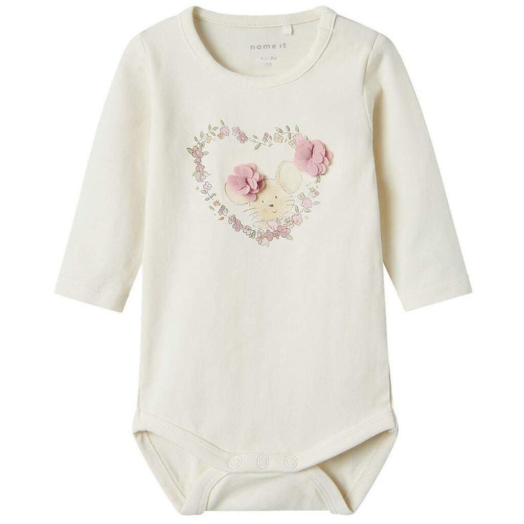 Name It Body l/æ - NbfTulina - Cloud Dancer m. Print
