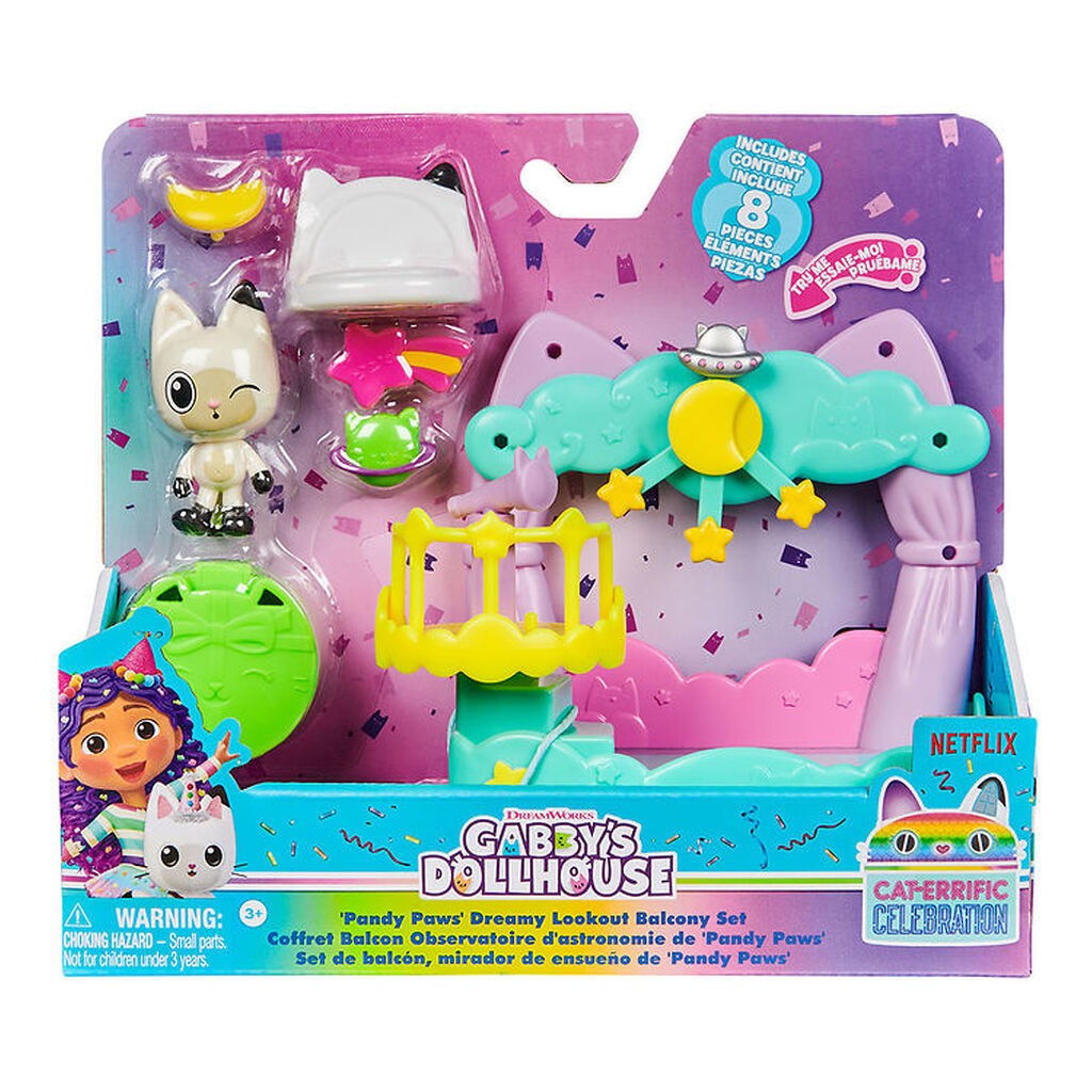 Gabby's Dollhouse Sæt - 8 Dele - Balcony Set - Pandy