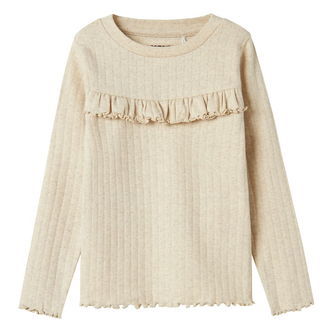 Name It Bluse - Rib - NmfLalla - Peyote Melange m. Hulmønster