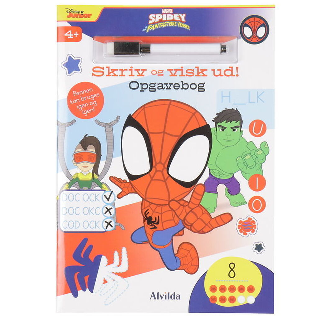Alvilda Opgavebog - Skriv Og Visk Ud - Marvel Spidey