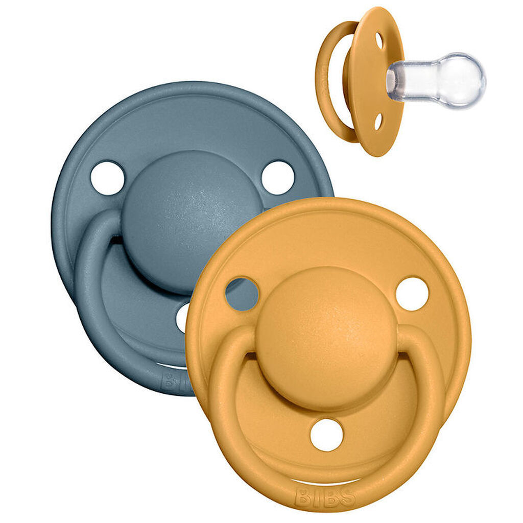 BIBS De Lux Sutter - 2-pak - Rund - Mustard/Petrol