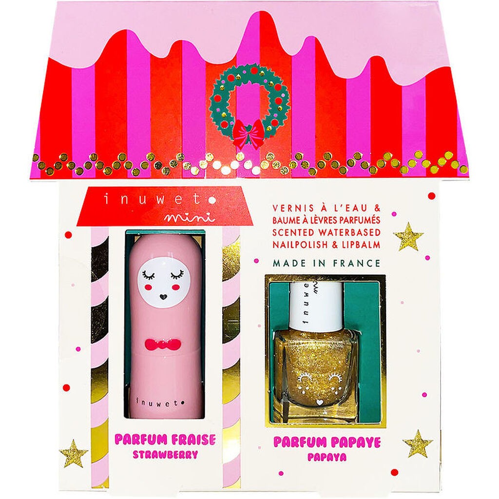 Inuwet Gavesæt - Læbepomade/Neglelak - Strawberry/Papaya