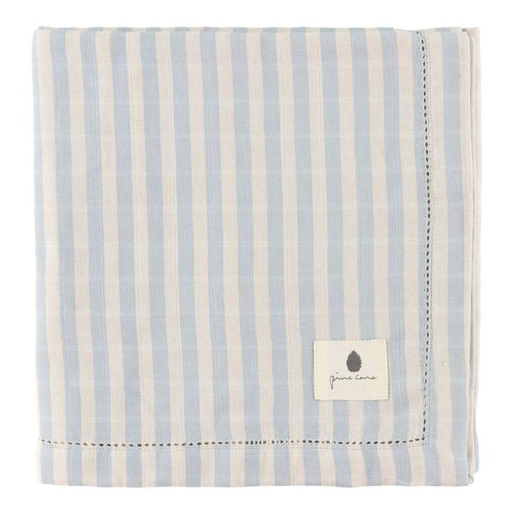 Pine Cone Babysvøb - 120x120 cm - Björk - Blue Blossom Stripe
