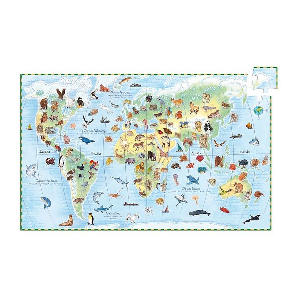 Djeco Puslespil - 100 Brikker - Verdens Dyr