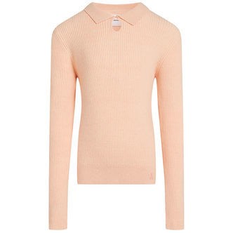 Calvin Klein Bluse - Strik - Rib - Polo Collar - Pink Sand