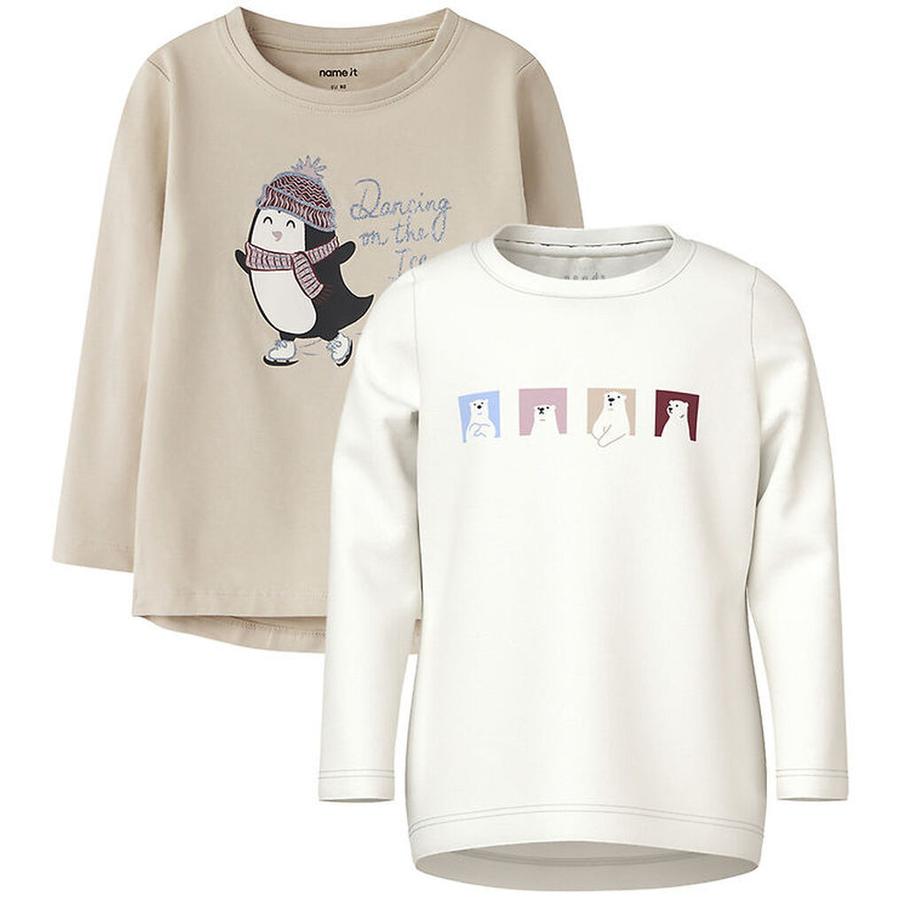 Name It Bluser - 2-Pak - NmfVix - Cloud Dancer/Cement Penguin