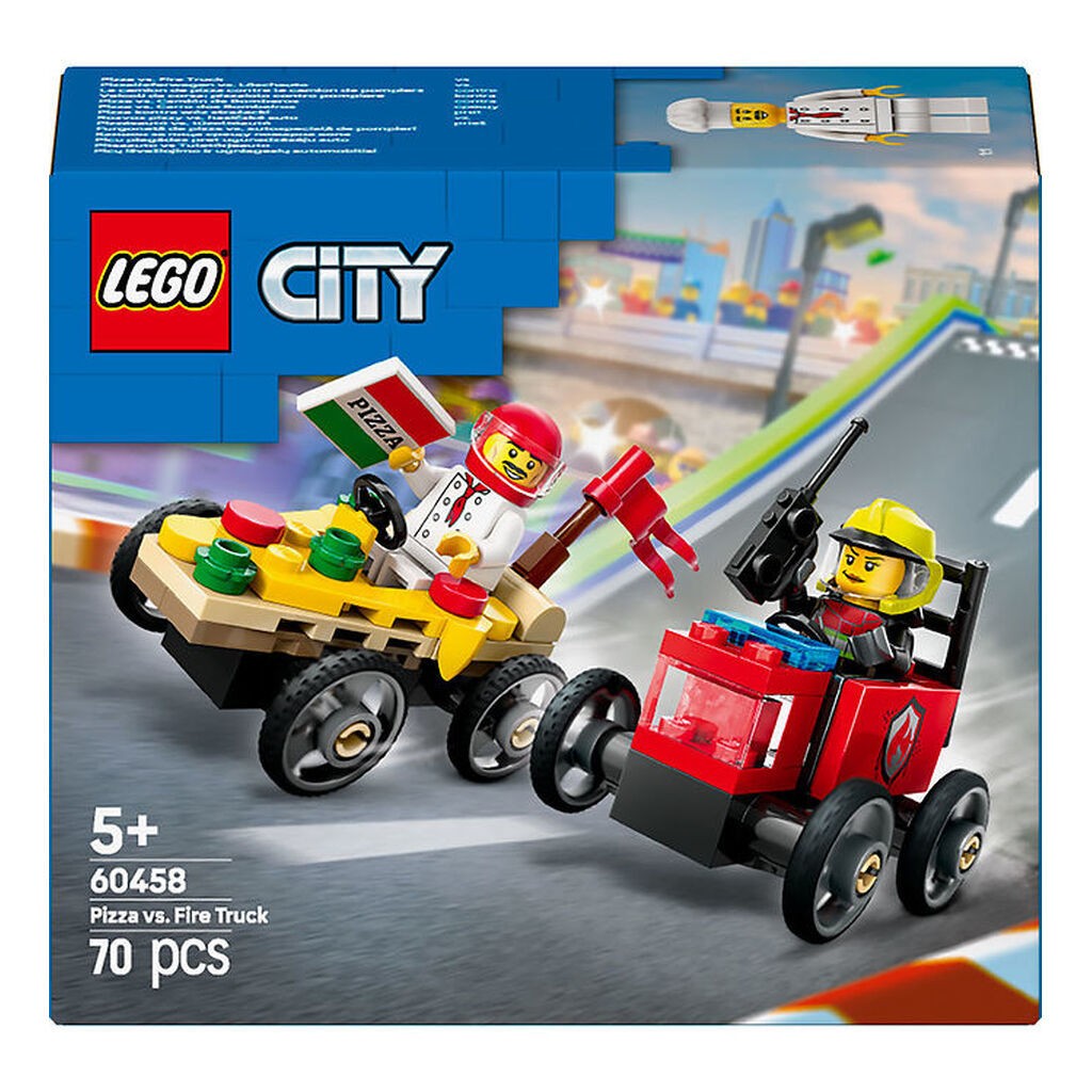LEGOÂ® City - Racerbilpakke: Pizzabil mod Bran... 60458 - 70 Dele