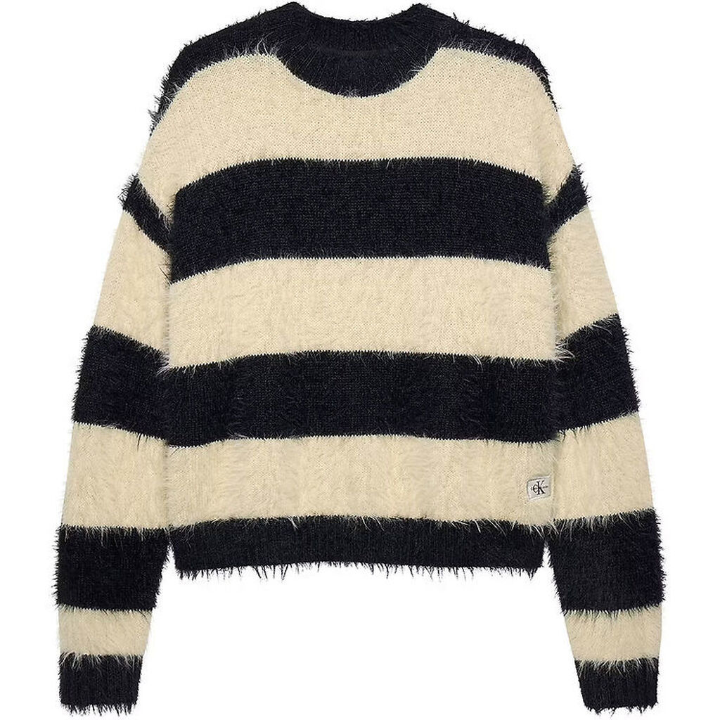 Calvin Klein Bluse - Strik - Whitecap Gray/Sortstribet