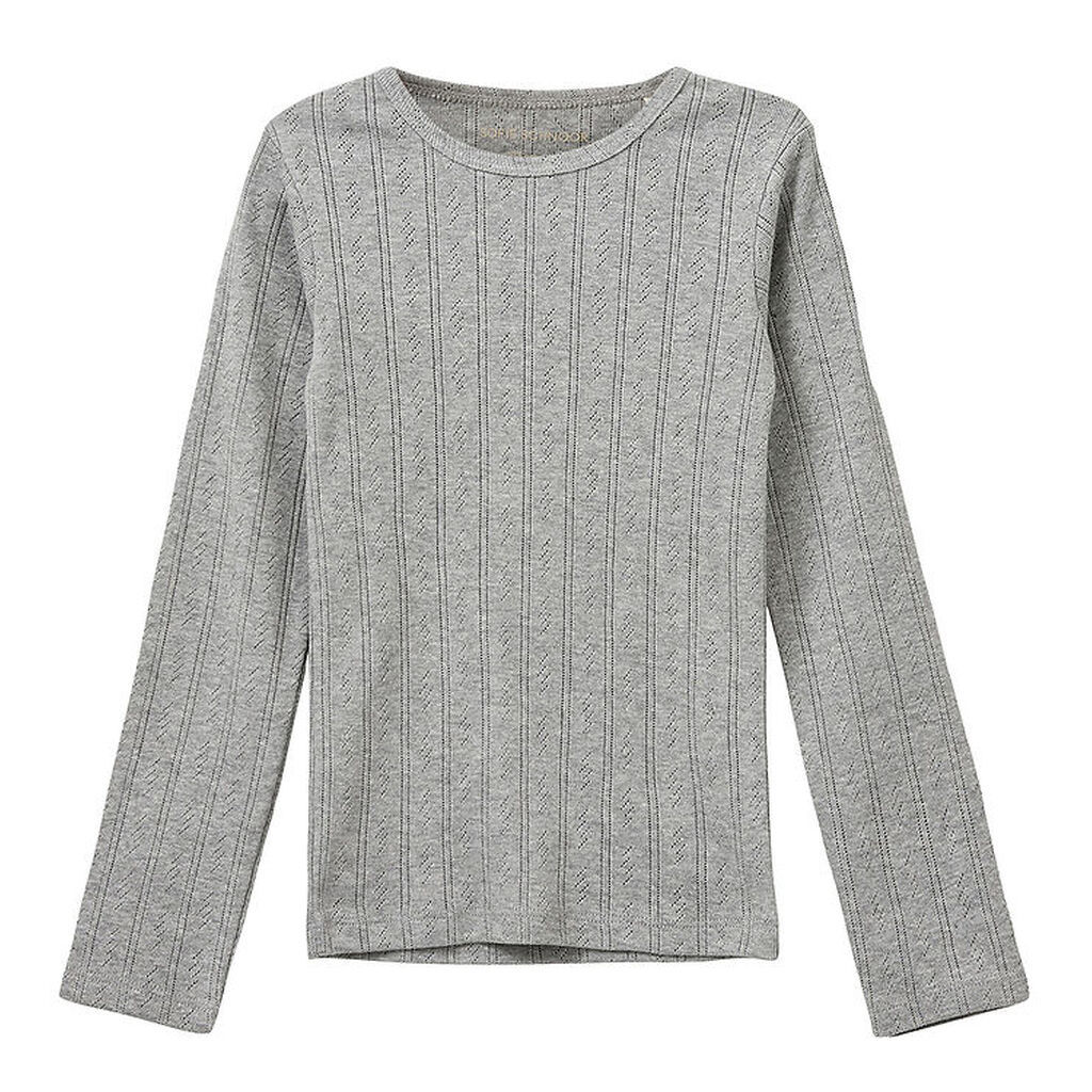 Sofie Schnoor Bluse - PetriciaSY Pointelle - Gråmeleret m. Hulmø