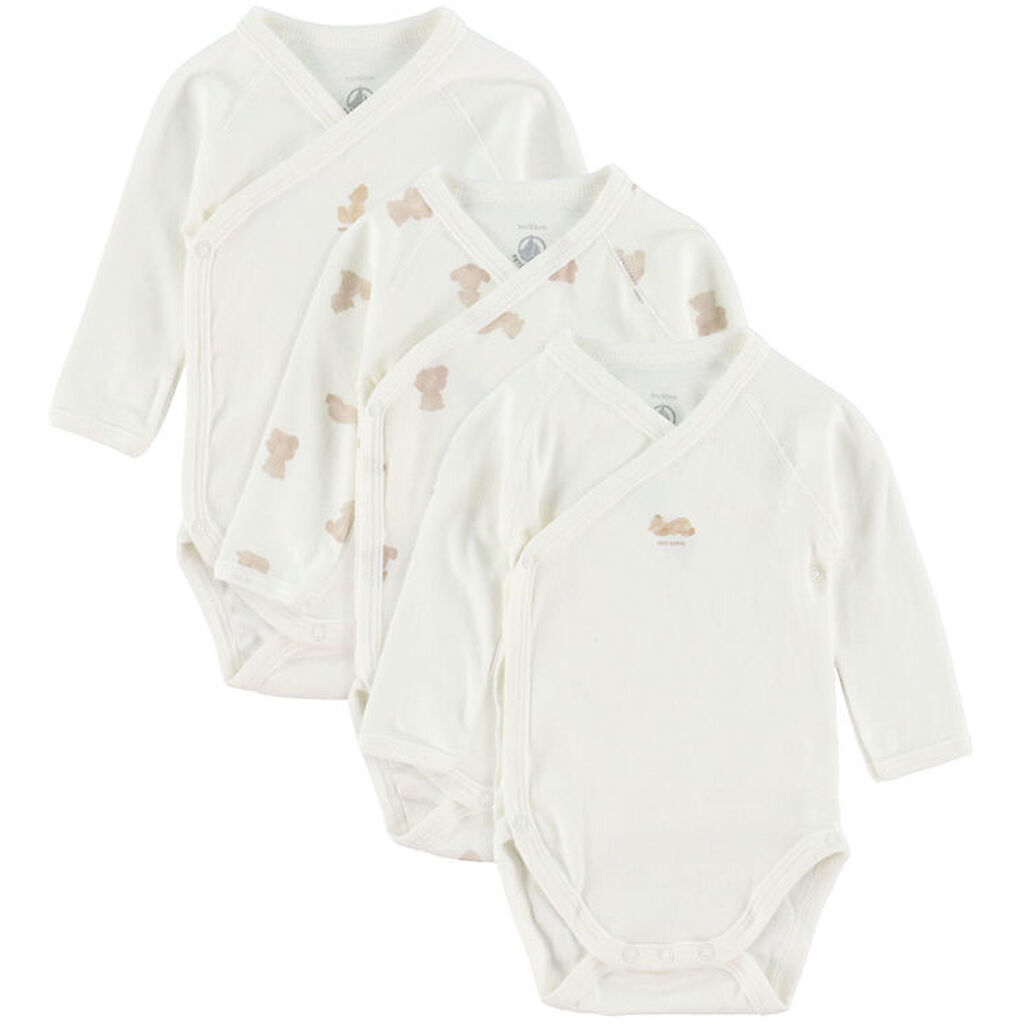 Petit Bateau Slå om Body l/æ - 3- pak - Hvid
