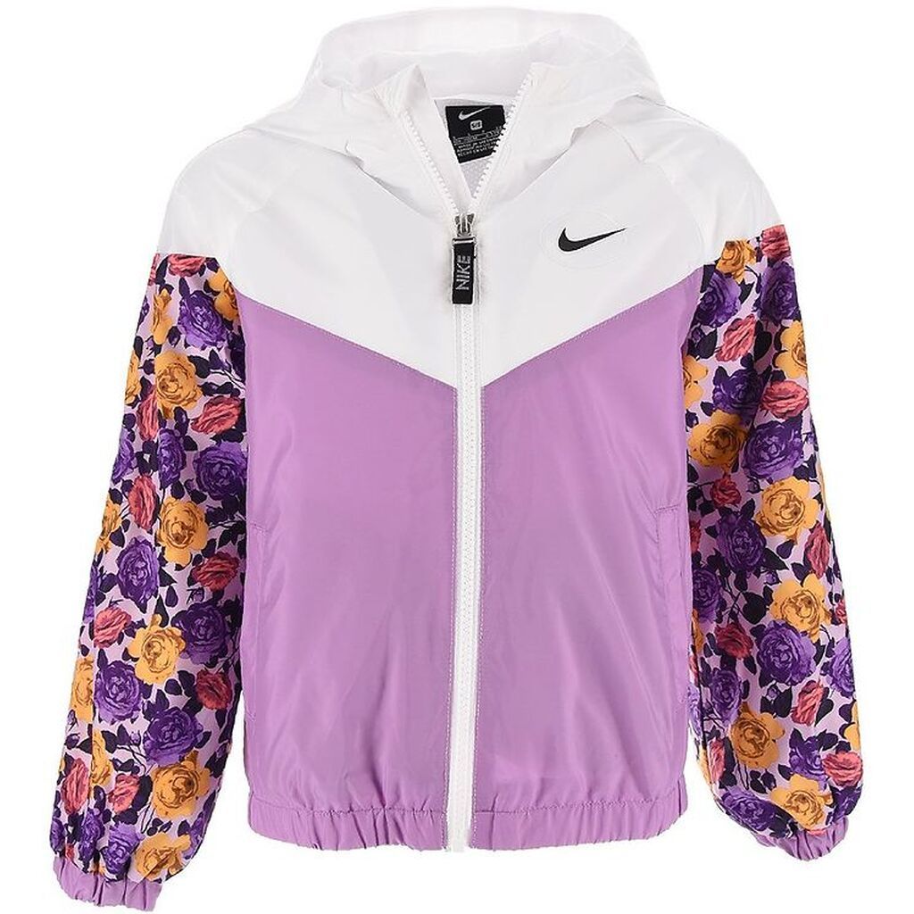 Nike Jakke - Floral Windrunner - Hvid/Lilla