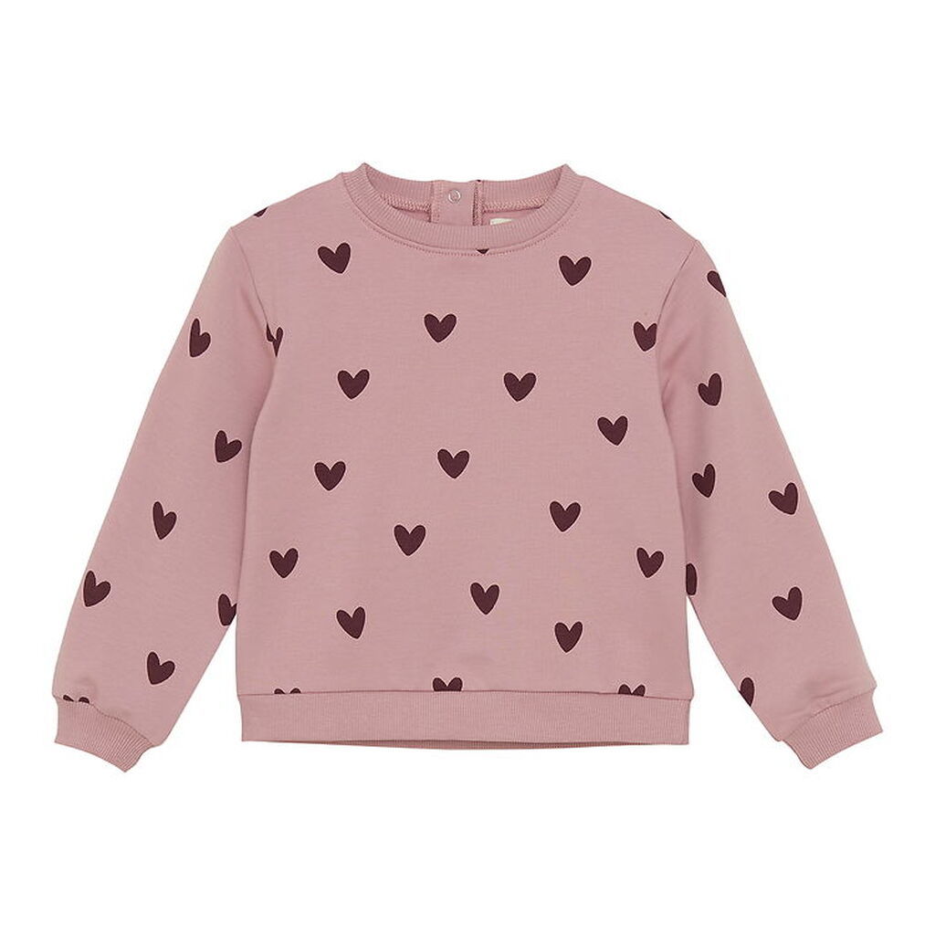 Creamie Sweatshirt - Woodrose m. Hjerter