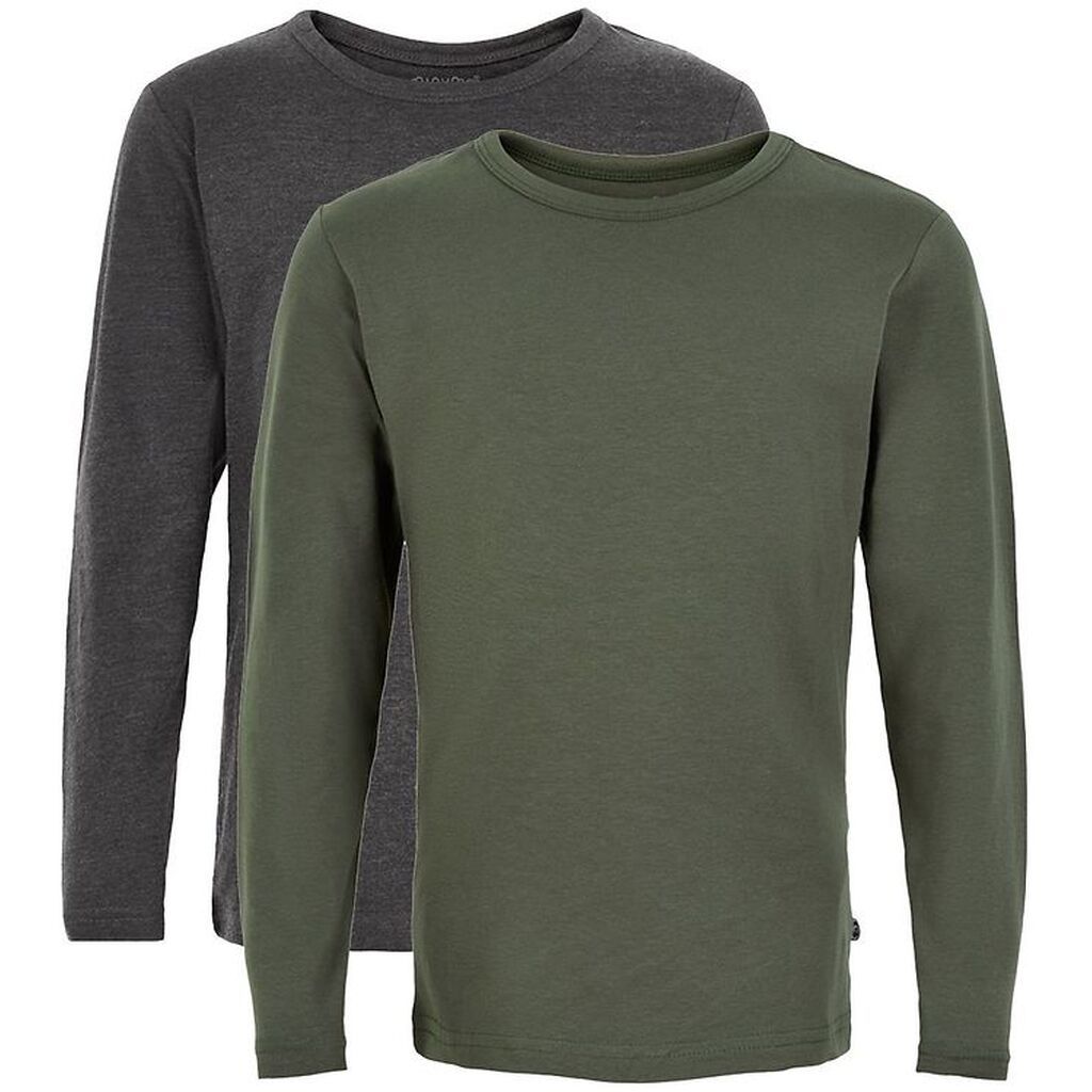Minymo Bluse - 2-pak - Koksgrå/Army