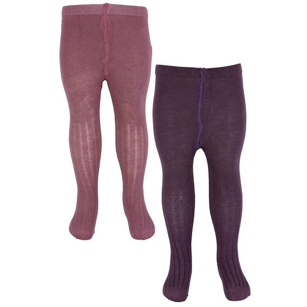 Minymo Strømpebukser - Uld - Rib - 2-Pak - Orchid Haze