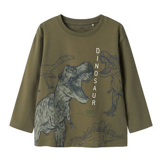 Name It Bluse - NmmBenjamino - Dusty Olive m. Dino