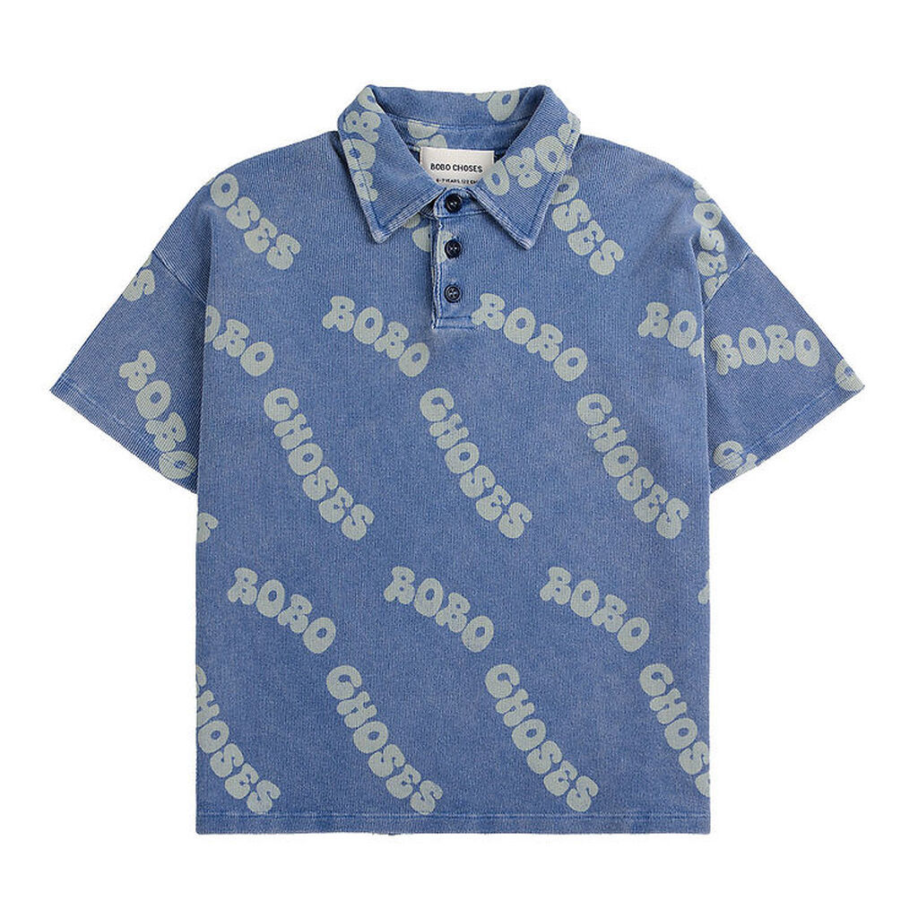 Bobo Choses T-shirt - Polo - Wavy Waffle - Blå