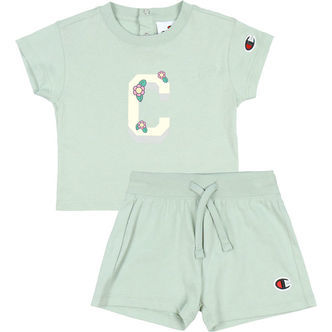 Champion Shortssæt - T-shirt/Shorts - Dusty Green m. Logo