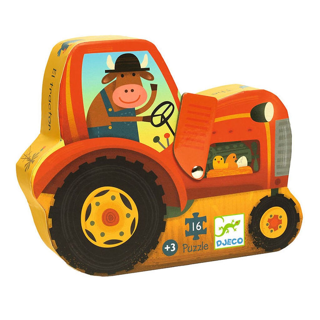 Djeco Puslespil - 16 Brikker - The Tractor