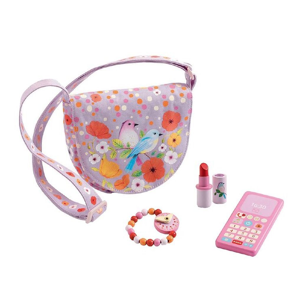 Djeco Taske m. Tilbehør - Birdie's - Lys Lilla m. Fugle