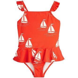 Mini Rodini Badedragt - UV50+ - Sailing Boats - Rød