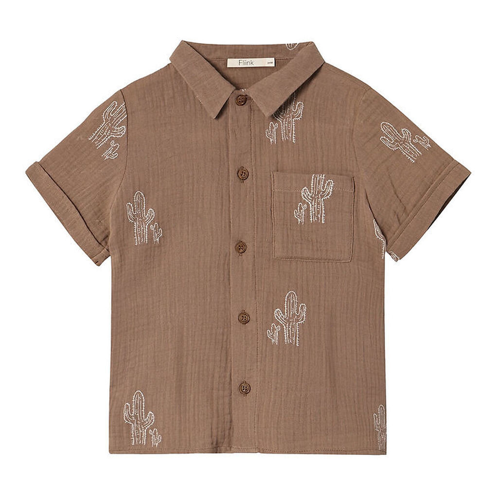 Fliink Skjorte k/æ - Hello - Pine Bark Cactus Aop