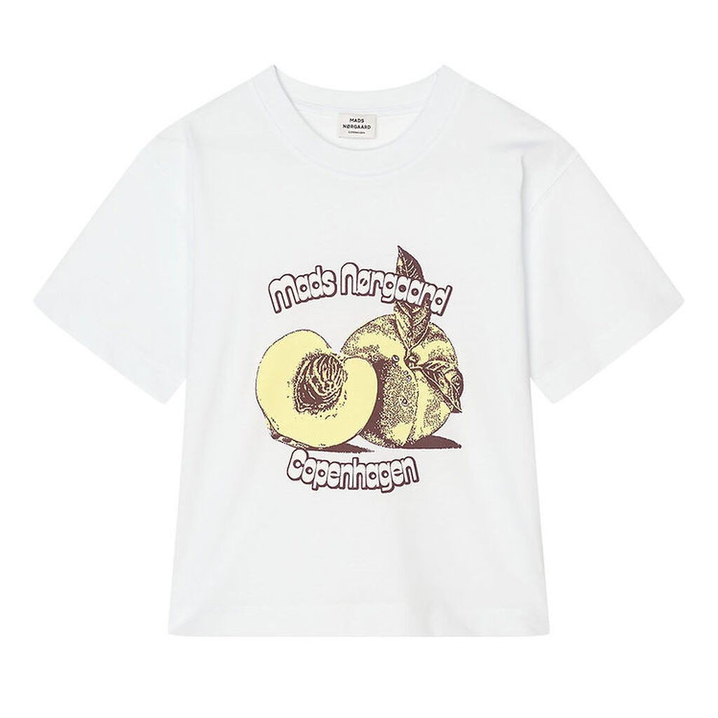 Mads Nørgaard T-shirt - Dry Single Tristi - Snow White m. Print